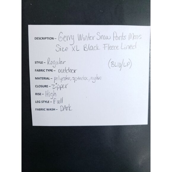 Gerry Winter Snow Pants Men's Size XL Black Fleece Lined - Picture 10 of 11